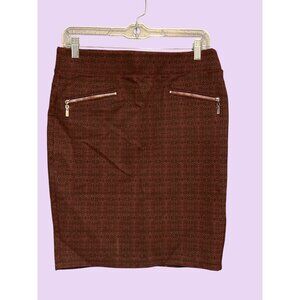 Liverpool Port Wine Patterned Pencil Skirt With Zipper Pockets Womens Size 6